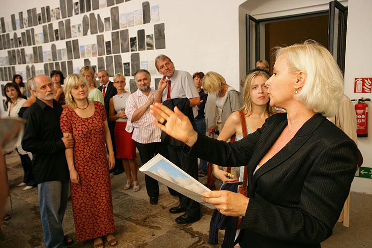 Geoffrey Hendricks: krabice, žebříky, břidlicové tašky a nebe, otevření výstavy 14. července 2006, Egon Schiele Art Centrum, foto: © 2006 Libor Sváček