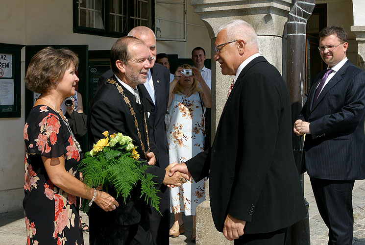 Setkání prezidenta České republiky Václava Klause s komunálními politiky na radnici v Českém Krumlově, foto: © Lubor Mrázek