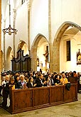 Jaroslav Tůma (Orgel), Bohuslav Matoušek (Geige), Anna Fliegerová (Geige), Milan Kraus (Violoncello), Klosterkirche und Kreuzflur,  23.8.2006, Königliches Musikfestival 2006, Kloster Zlatá Koruna, Foto: © 2006 Lubor Mrázek 