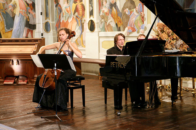 Josef Suk and his friends, Josef Suk - violin, Miroslav Violoncello Recital, Anita Leuzinger - violoncello, Anton Kernjak - piano, Masquerade hall of chateau Český Krumlov, 6.7.2007, Festival of Chamber Music Český Krumlov, photo: © 2007 Lubor Mrázek