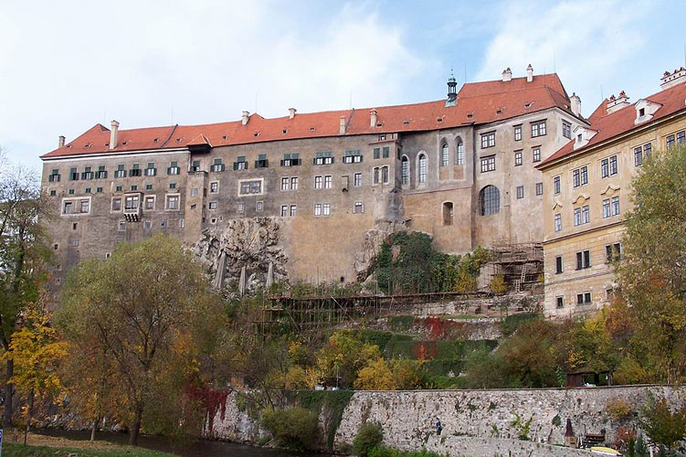 Südfassade der Oberen Burg des Schlosses Český Krumlov während der Rekonstruktion, Bildsquelle: Správa zámku Český Krumlov