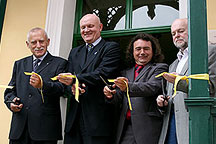 Governor of the South Bohemian Region Mr. Jan Zahradník, Town Mayor of Český Krumlov Mr. Luboš Jedlička, director of the ČKRF s.r.o. Mr. Miroslav Reitinger and Mr. Robert Baierl from the Böhmerwald-Museum Passau during the the festive opening of the Museum Photo Studio Seidel, 5th June 2008. Photo by: Lubor Mrázek 