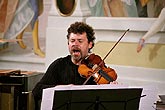 Pavel Fišer - Geige, Margit Klepáčová - Violoncello, Honda Junko - Schlagzeug (Japan), Iveta Kováčová - Gesang, 29.6.2008, Kammermusikfestival Český Krumlov 2008, Foto: Lubor Mrázek 