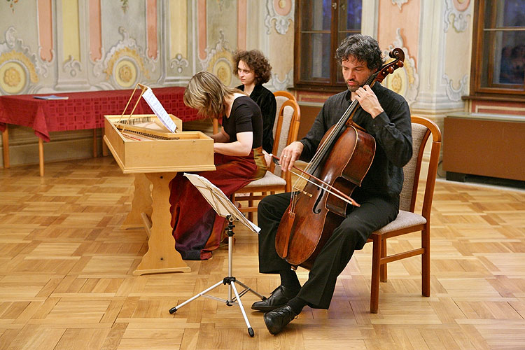 Jiří Bárta - violoncello, Monika Knoblochová - cembalo, Pražákovo kvarteto, 3.7.2008, Festival komorní hudby Český Krumlov 2008, foto: Lubor Mrázek