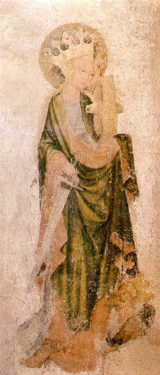 Church of St. Vitus in Český Krumlov, wall painting with figure of St. Katherine, 1420