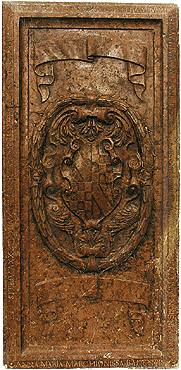 Church of St. Vitus in Český Krumlov, tombstone of Anna Marie von Rosenberg, geb. von Baden at the entrance to the chapel of St. Jan Nepomuk 