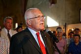 Prezident České republiky Václav Klaus během vernisáže výstavy "Dr. Edvard Beneš, československý diplomat, politik a prezident", 4. 10. 2008, Gotický sál Husitského muzea v Táboře, foto: Lubor Mrázek