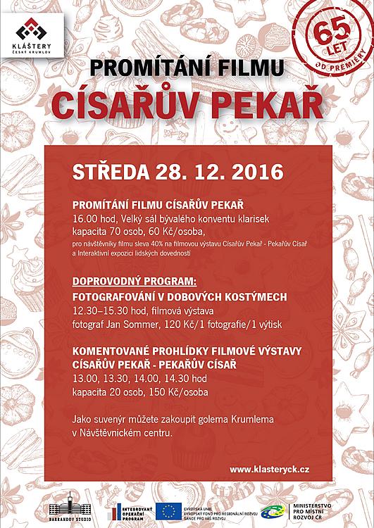 65. výročí filmu Císařův pekař - pekařův císař, program 28.12.2016